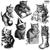 IOD Decor Stamps Christmas Kitties 12x12" by Iron Orchid Designs