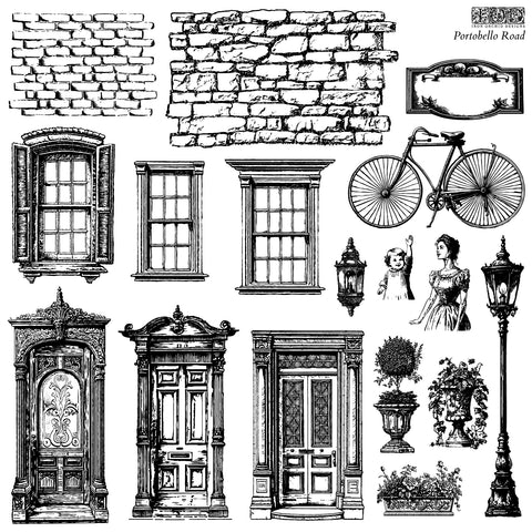 IOD Decor Stamps Portobello Road 12x12" 2 SHEETS by Iron Orchid Designs